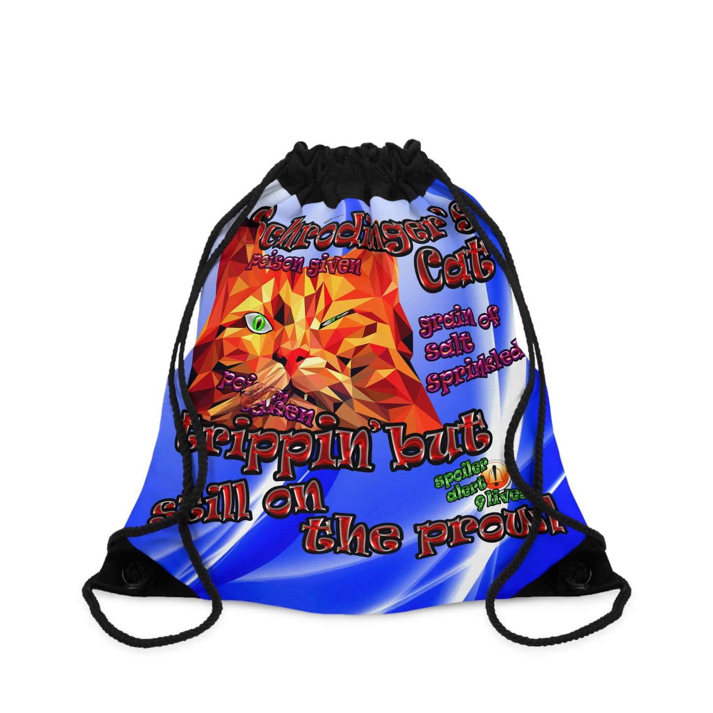 schrodinger's cat - Drawstring Bag (blue-white wave)