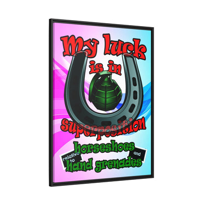 my luck - framed canvas art (light blue-pink wave)