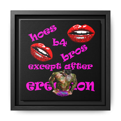 hoes b4 bros - framed canvas art (black)
