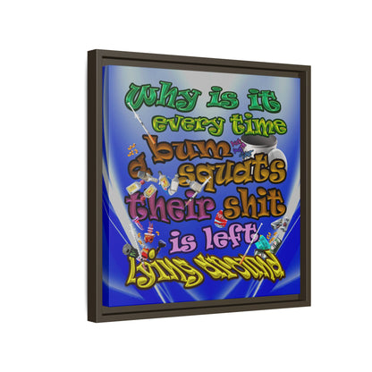 the bum's shit - framed canvas art (blue-white wave)