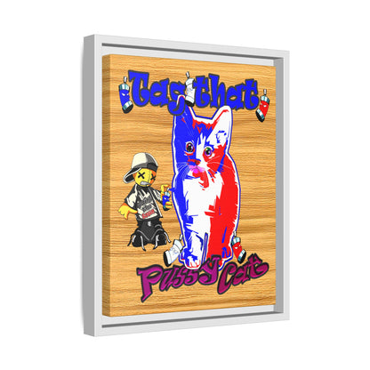 tag that - framed canvas art (butterscotch wood finish)