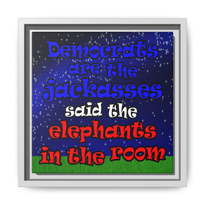 donkeys and elephants - framed canvas art ('snoops' background)