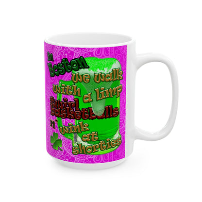 celtics logo - White Mug (pink swirl)