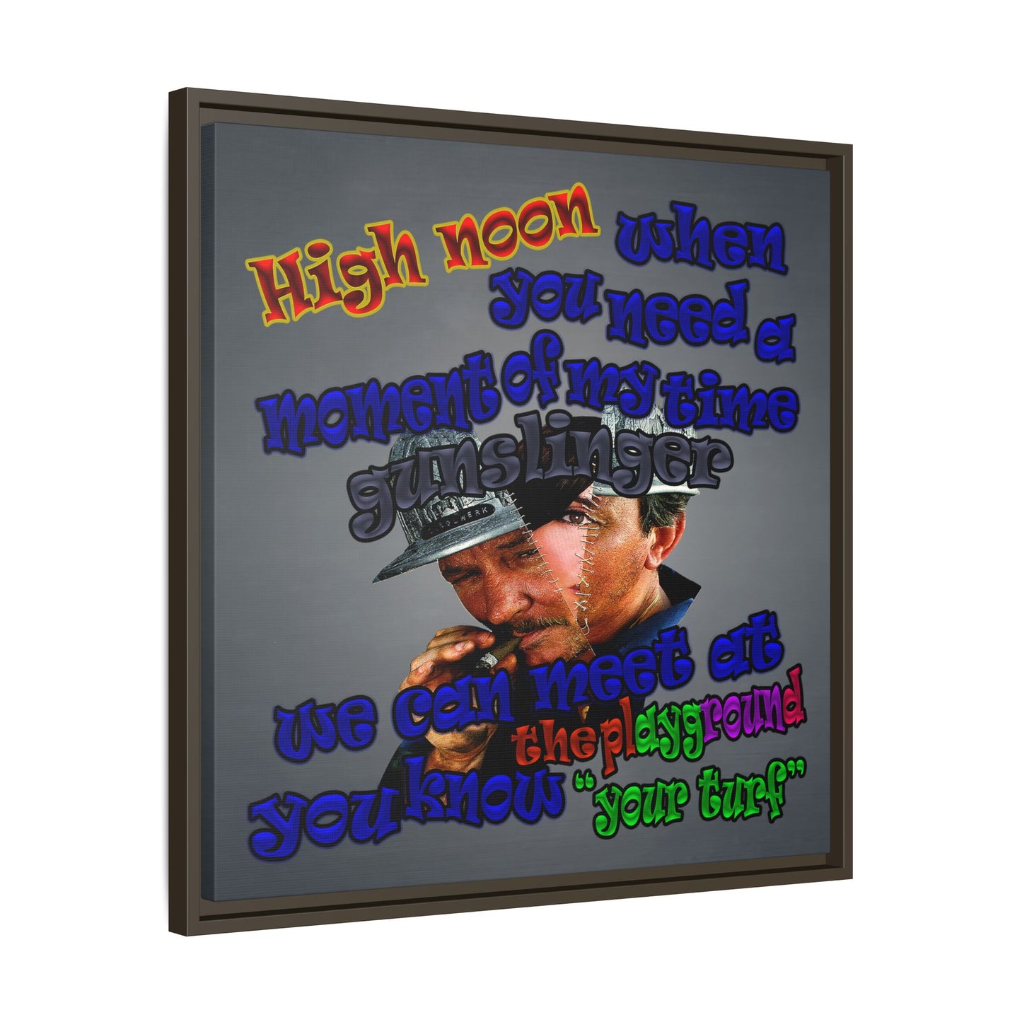 high noon - framed canvas art (grey-light grey)