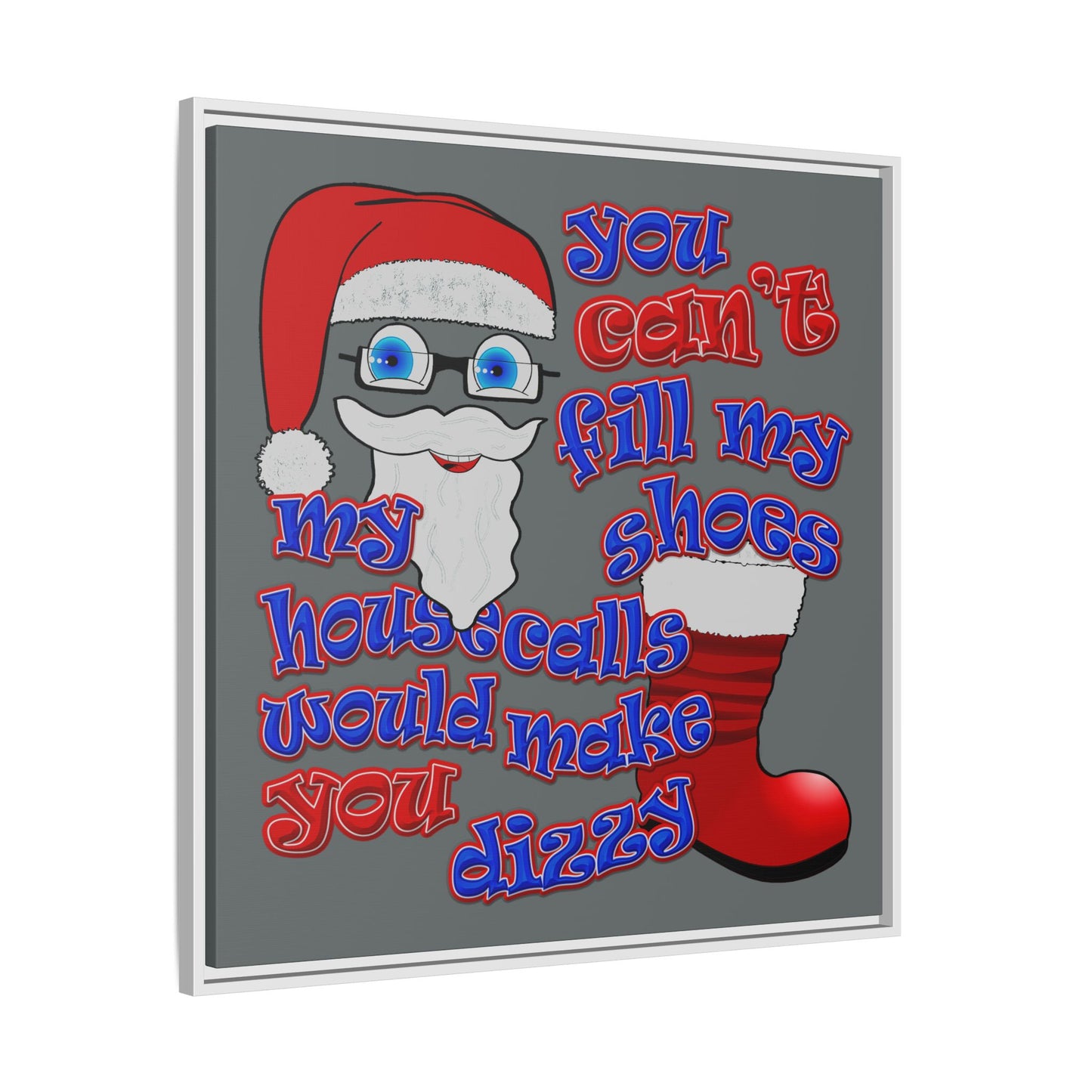 santa's shoes - framed canvas art (dark grey)
