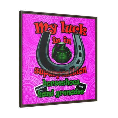 my luck - framed canvas art (pink swirl)