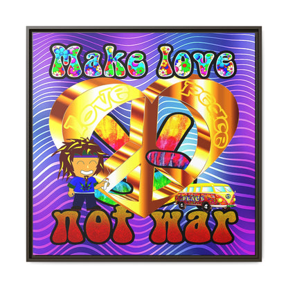 love peace - framed canvas art (purple wave)