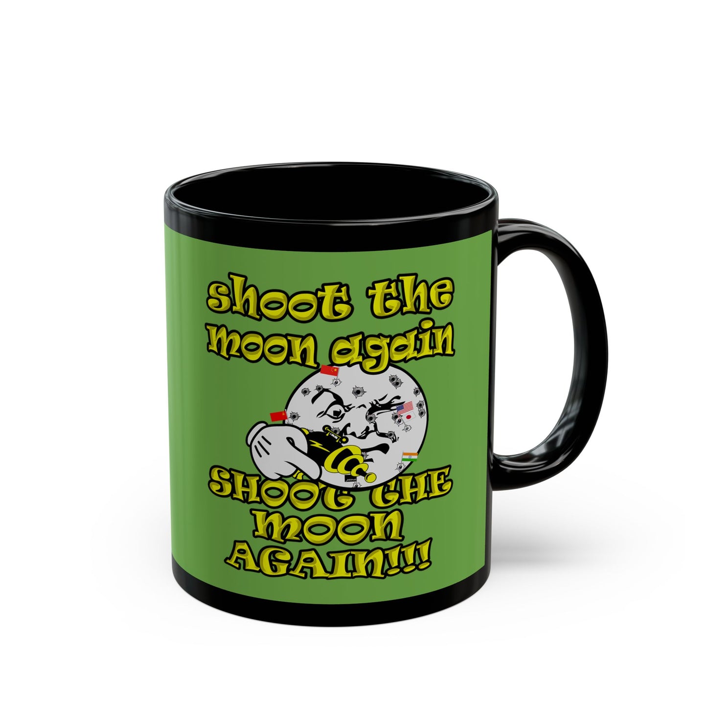 shoot the moon again - Black Mug (green)