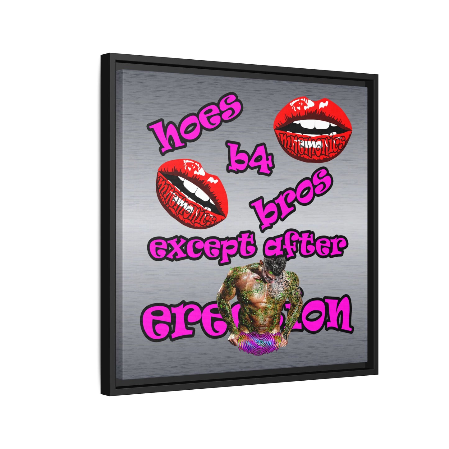 hoes b4 bros - framed canvas art (brushed nickel)