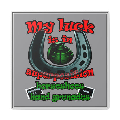 my luck - framed canvas art (grey)