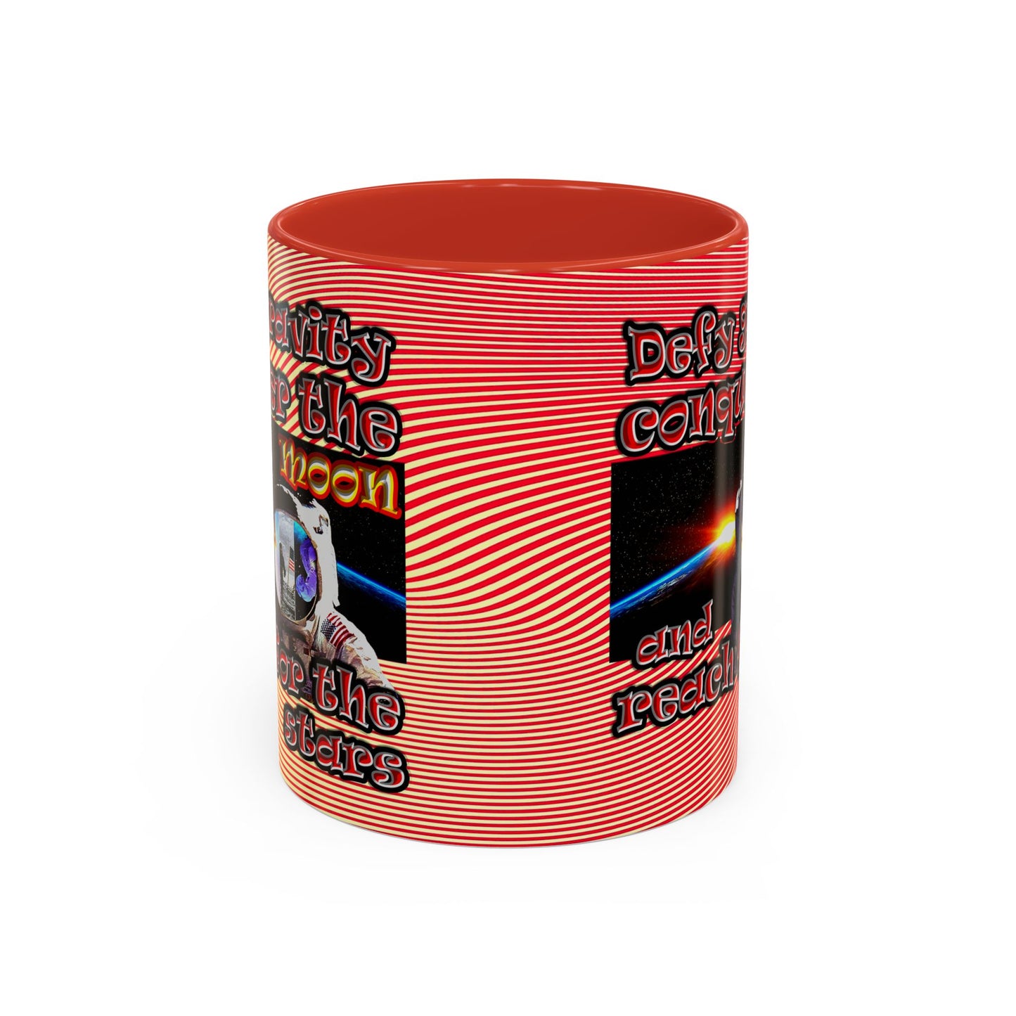 defy conquer reach - Accent Mug (yellow-orange wave)