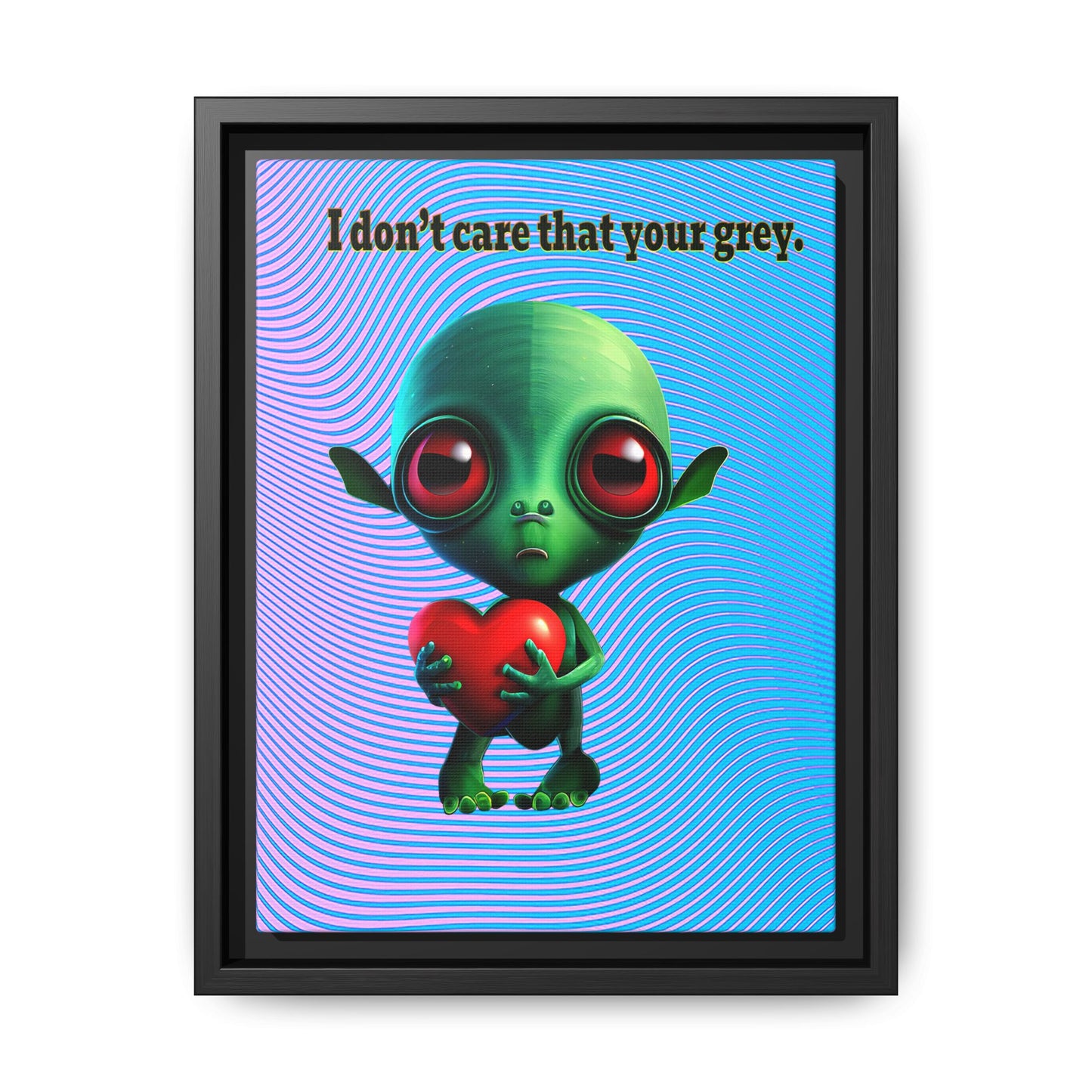 I don't care that your grey - framed canvas art (light blue-purple wave)