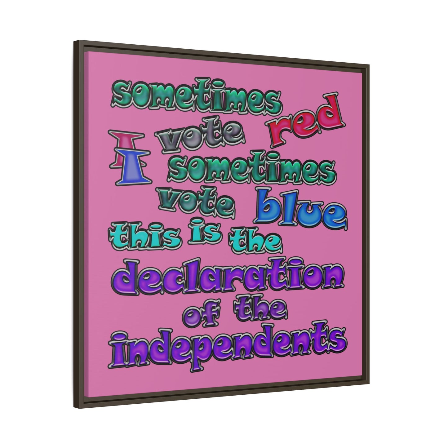 declaration of the independents - framed canvas art (light pink)