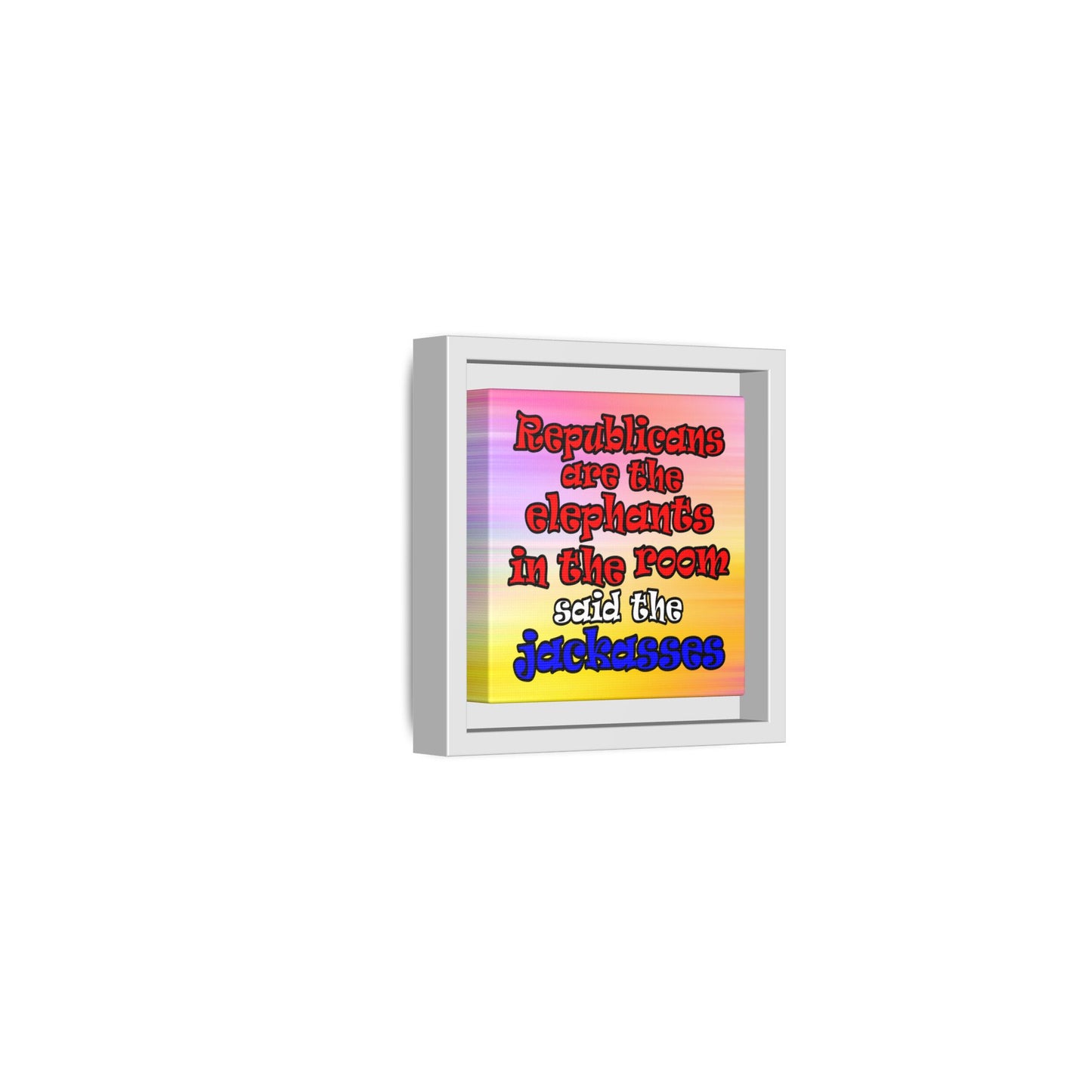donkeys and elephants - framed canvas art (color blur)