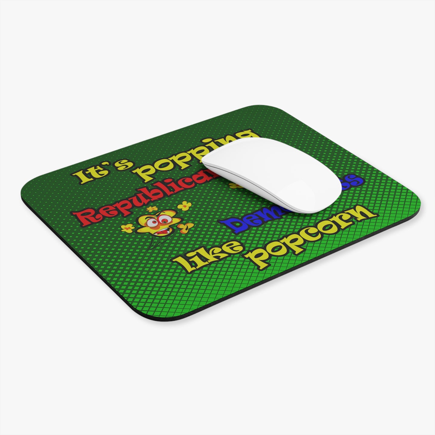 popping like popcorn - Mouse Pad (Rectangle) (logo green)