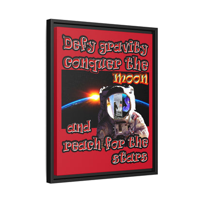 defy conquer reach - framed canvas art (dark red)