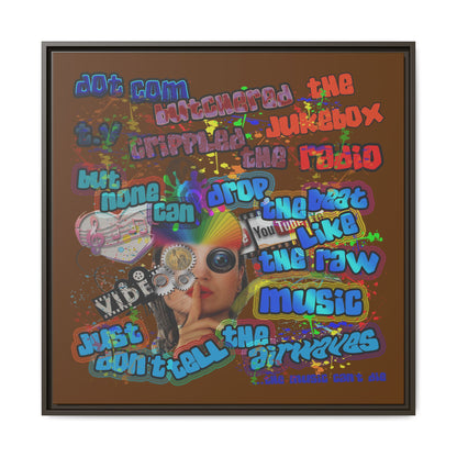 drop the beat - framed canvas art (brown)