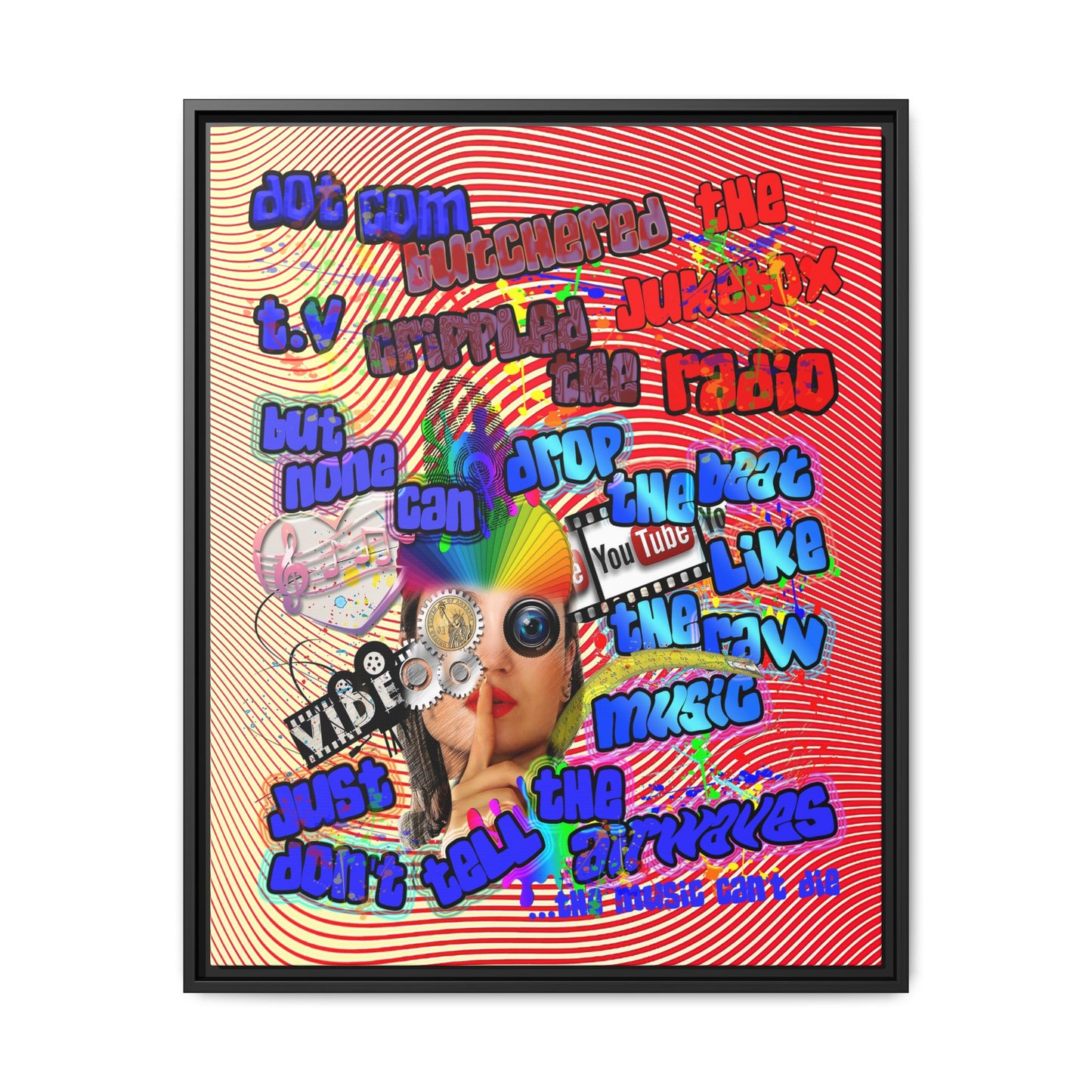 drop the beat - framed canvas art (yellow-orange wave)