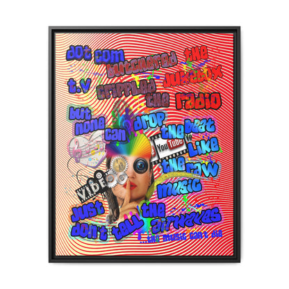 drop the beat - framed canvas art (yellow-orange wave)