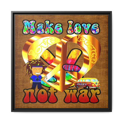 love peace - framed canvas art (brown papyrus)