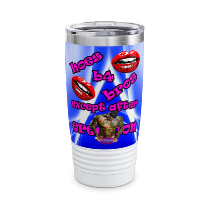 hoes b4 bros - Ringneck Tumbler, 20oz (blue-white wave)