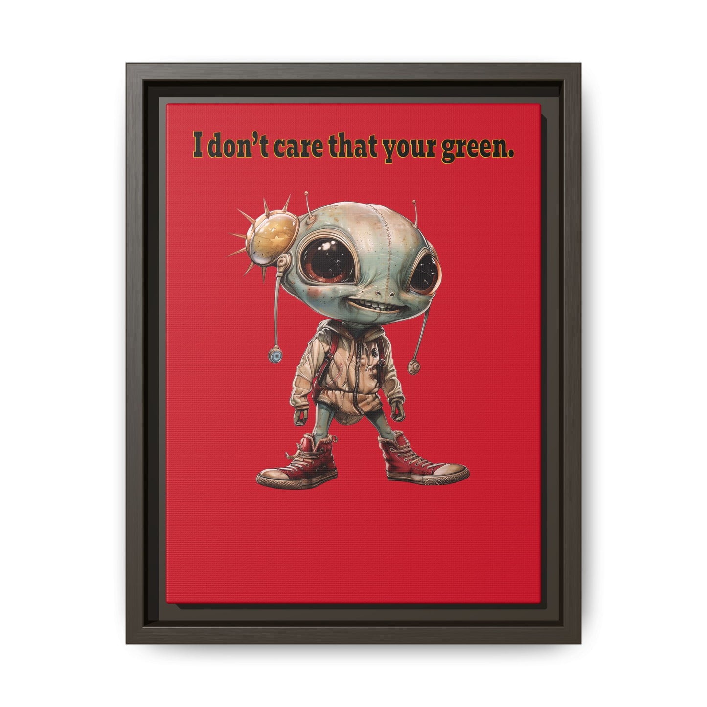 I don't care that your green - framed canvas art (dark red)