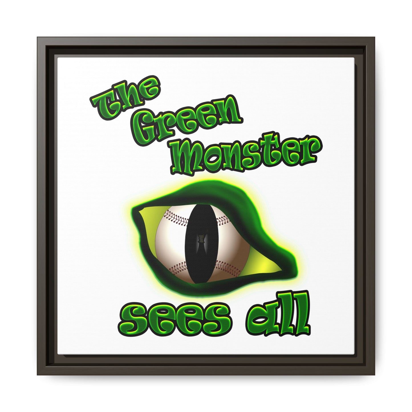 green monster - framed canvas art (white)
