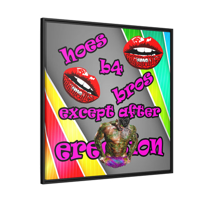 hoes b4 bros - framed canvas art (rainbow split)