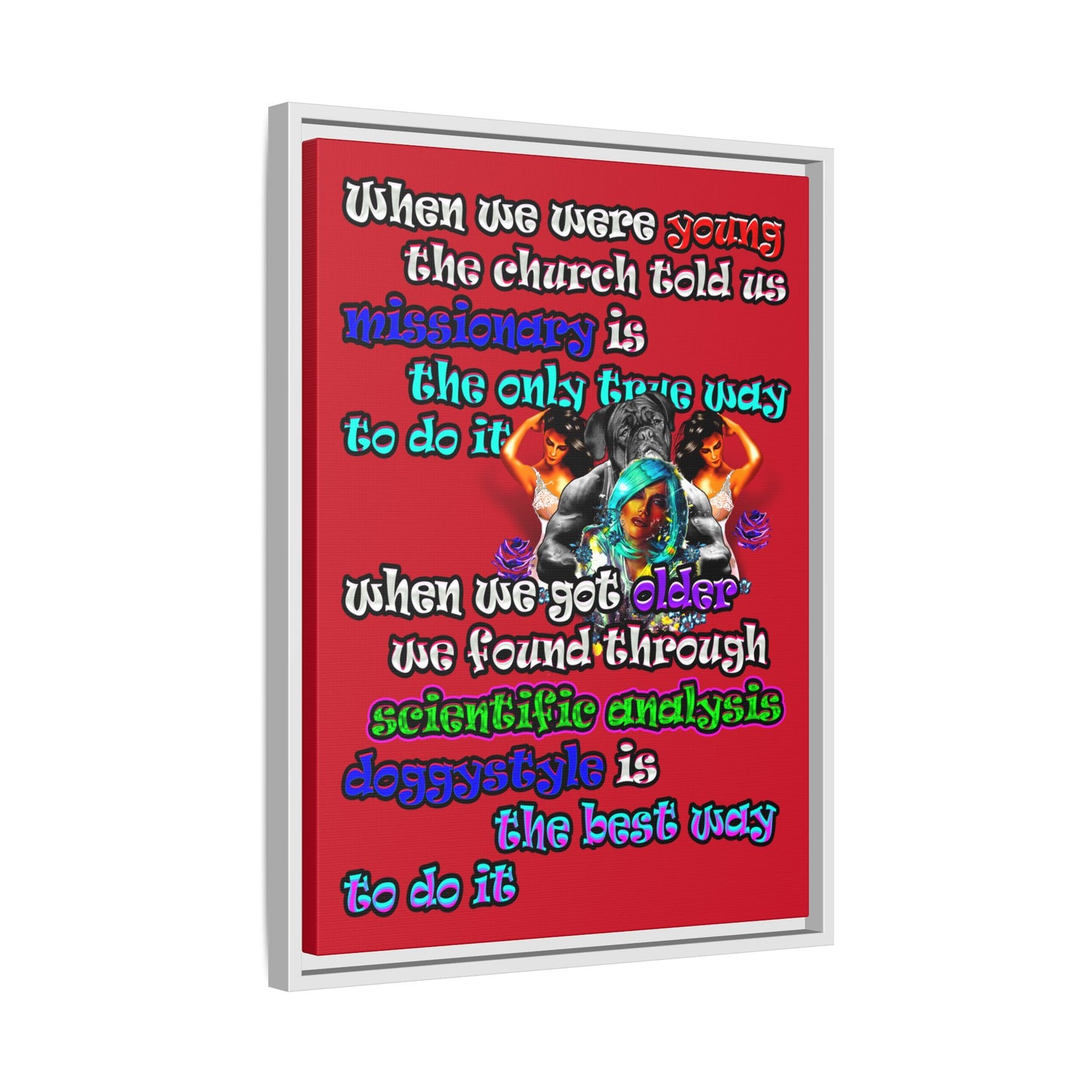 doggystyle - framed canvas art (dark red)