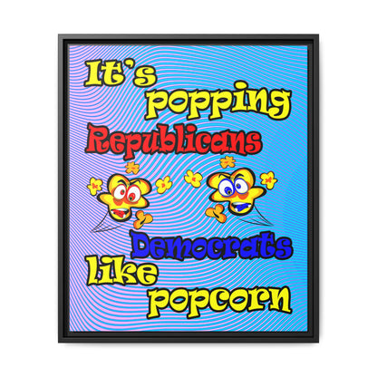 popping like popcorn - framed canvas art (light blue-purple wave)