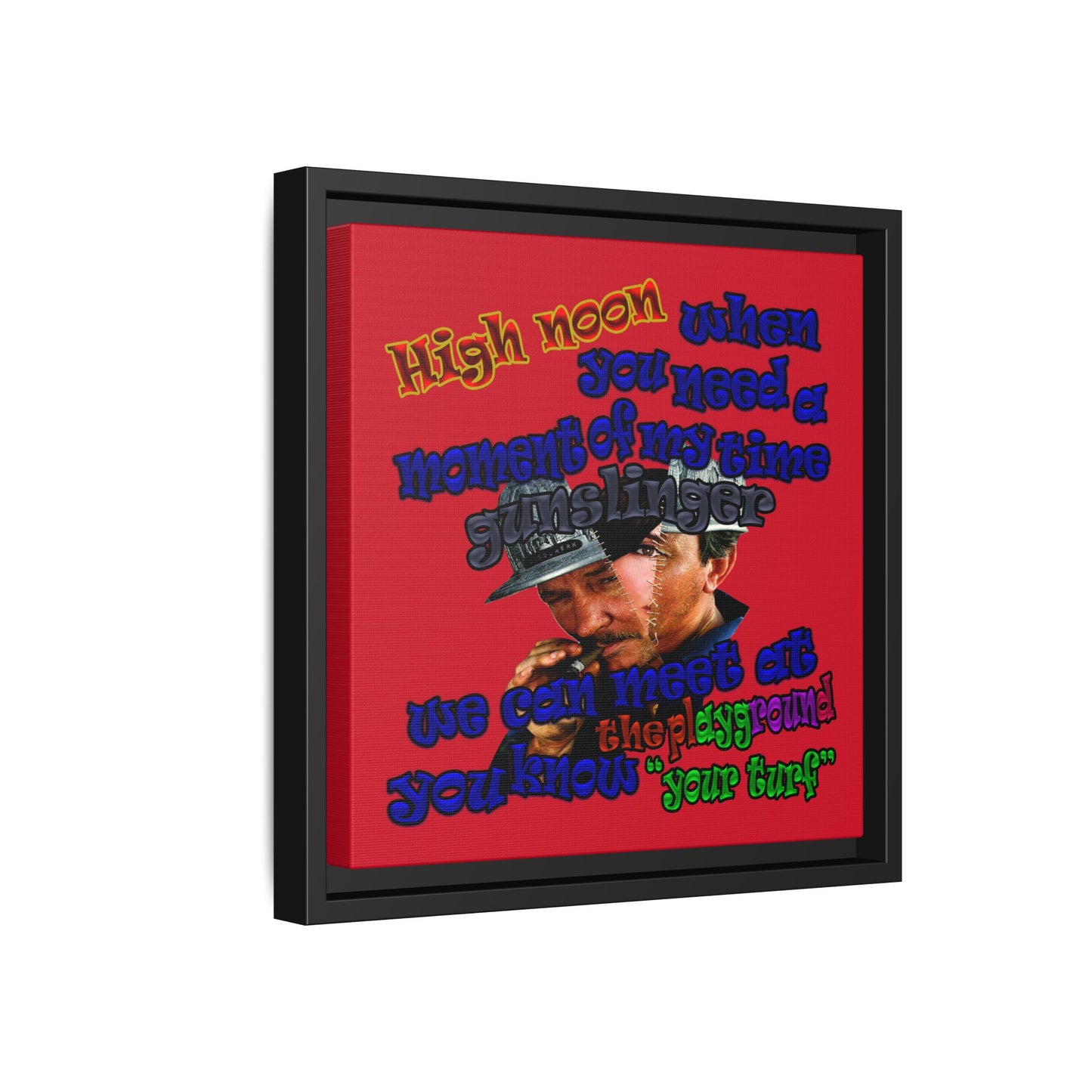 high noon - framed canvas art (dark red)