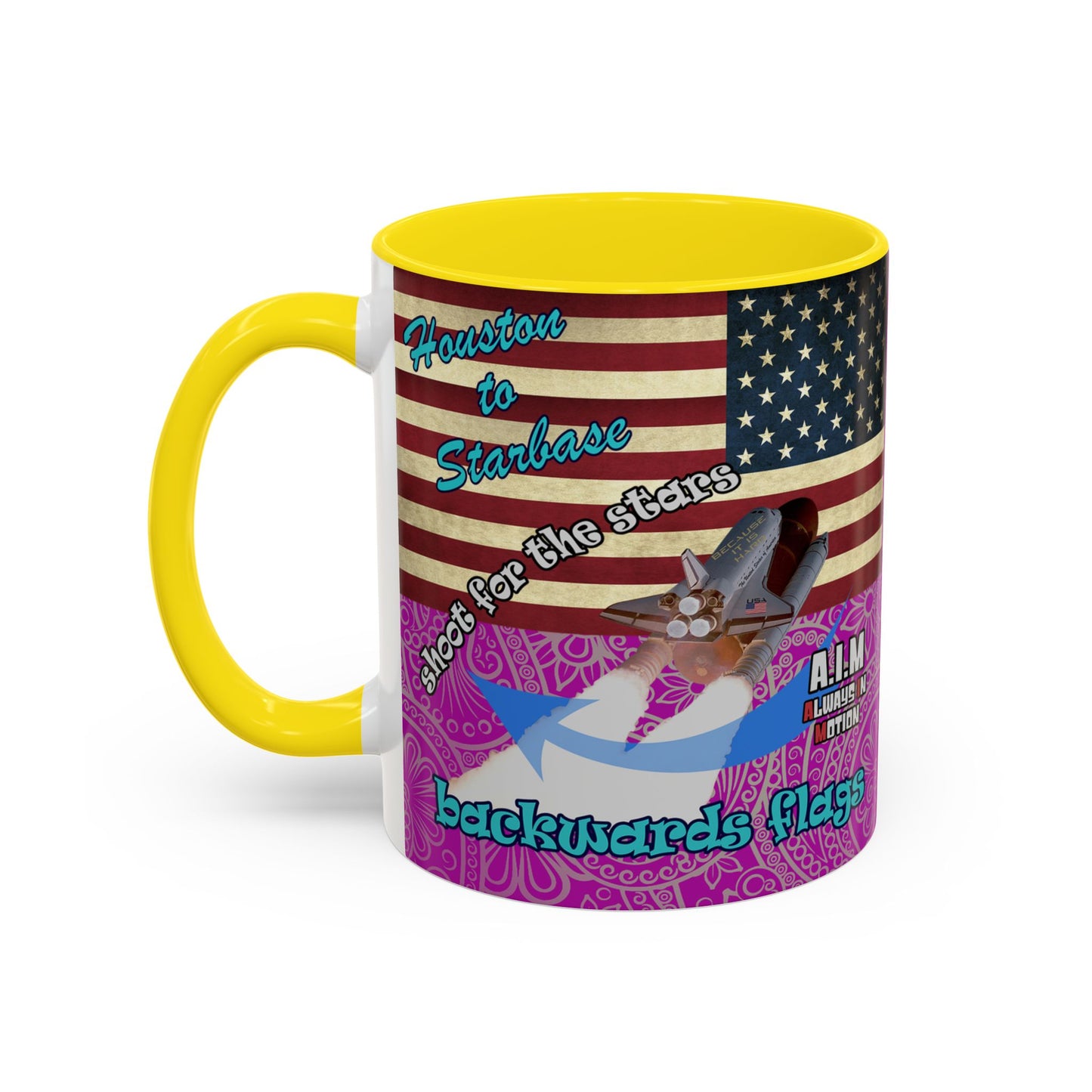 shoot for the stars - Accent Mug (pink swirl)