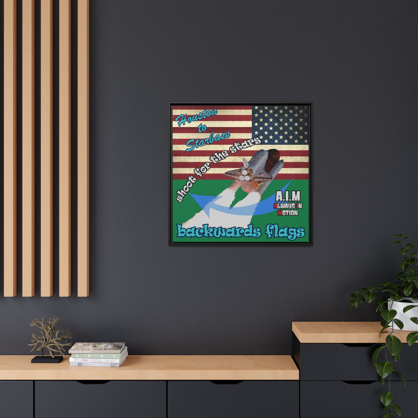 shoot for the stars - framed canvas art (dark green)