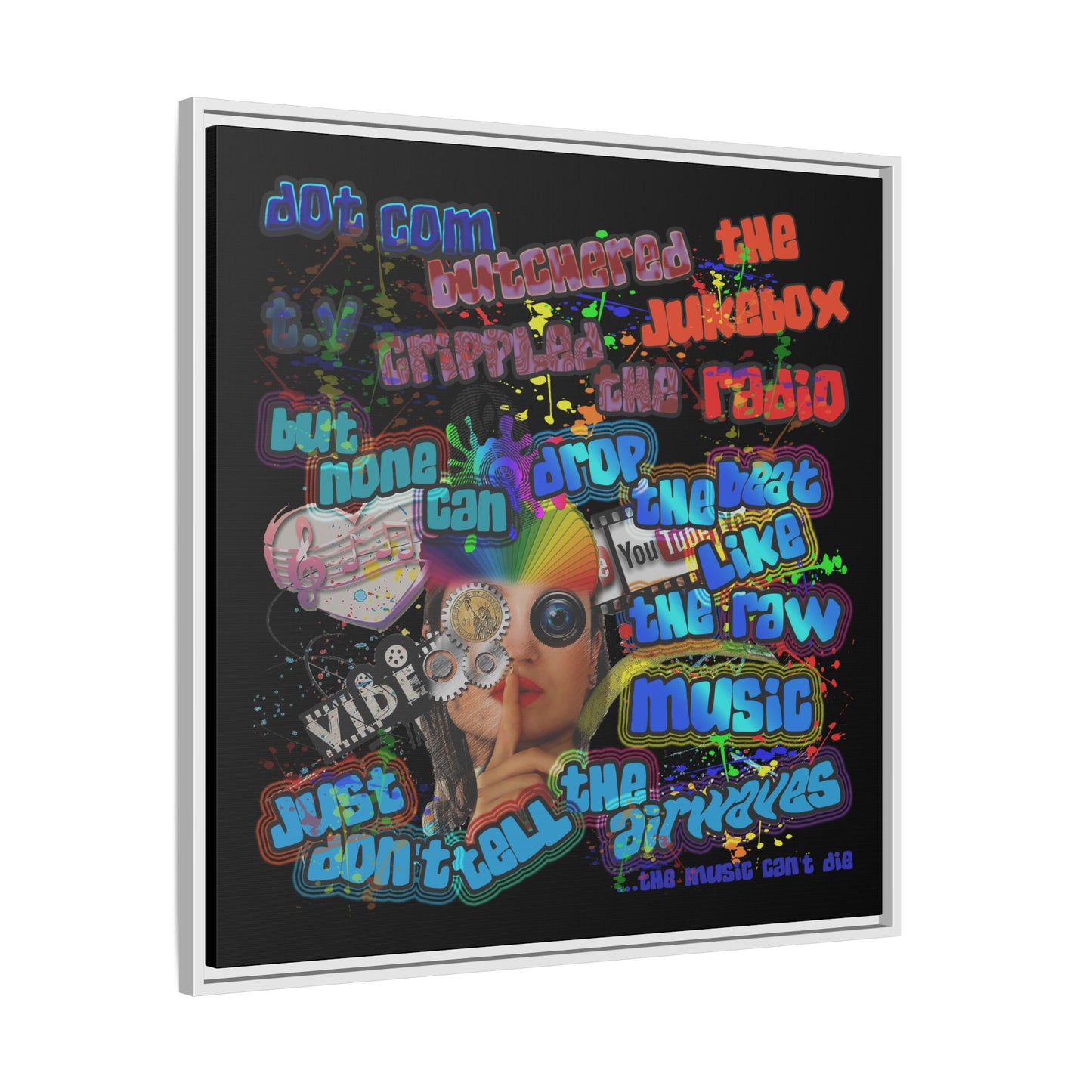 drop the beat - framed canvas art (black)