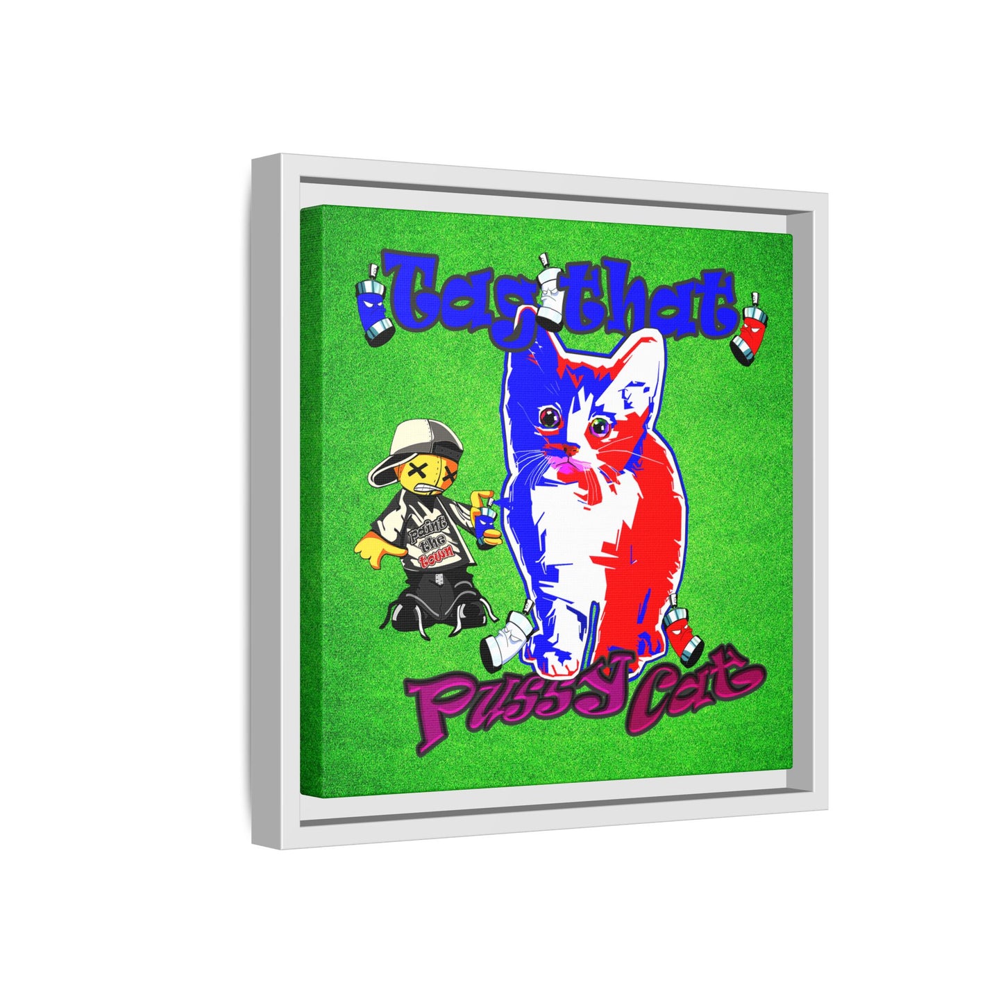 tag that - framed canvas art (green turf)