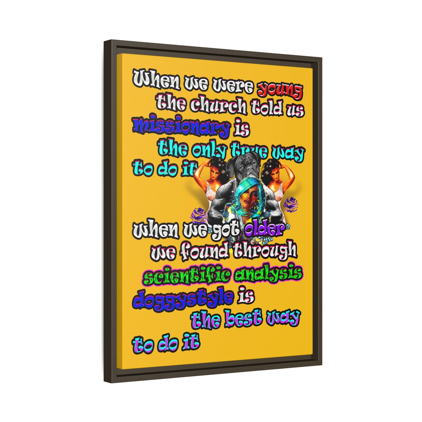 doggystyle - framed canvas art (yellow)