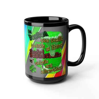 celtics logo - Black Mug (rainbow split)