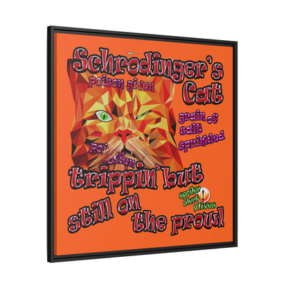 schrodinger's cat - framed canvas art (orange)