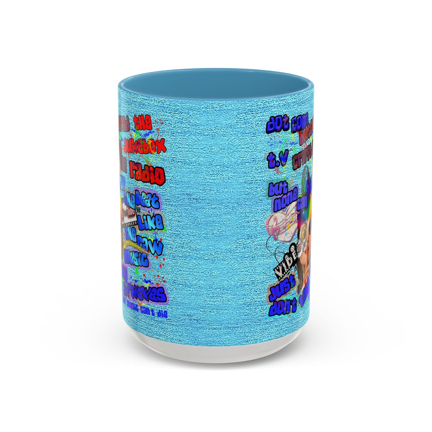 drop the beat - Accent Mug (faded blue)