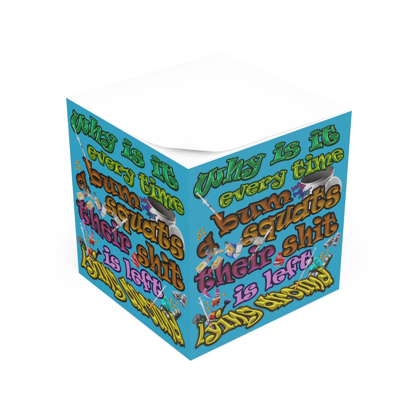 the bum's shit - note cube (turquoise)