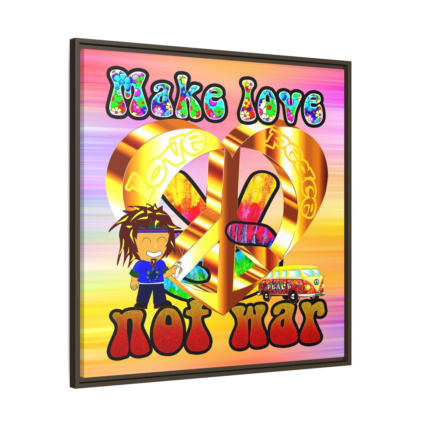 love peace - framed canvas art (color blur)