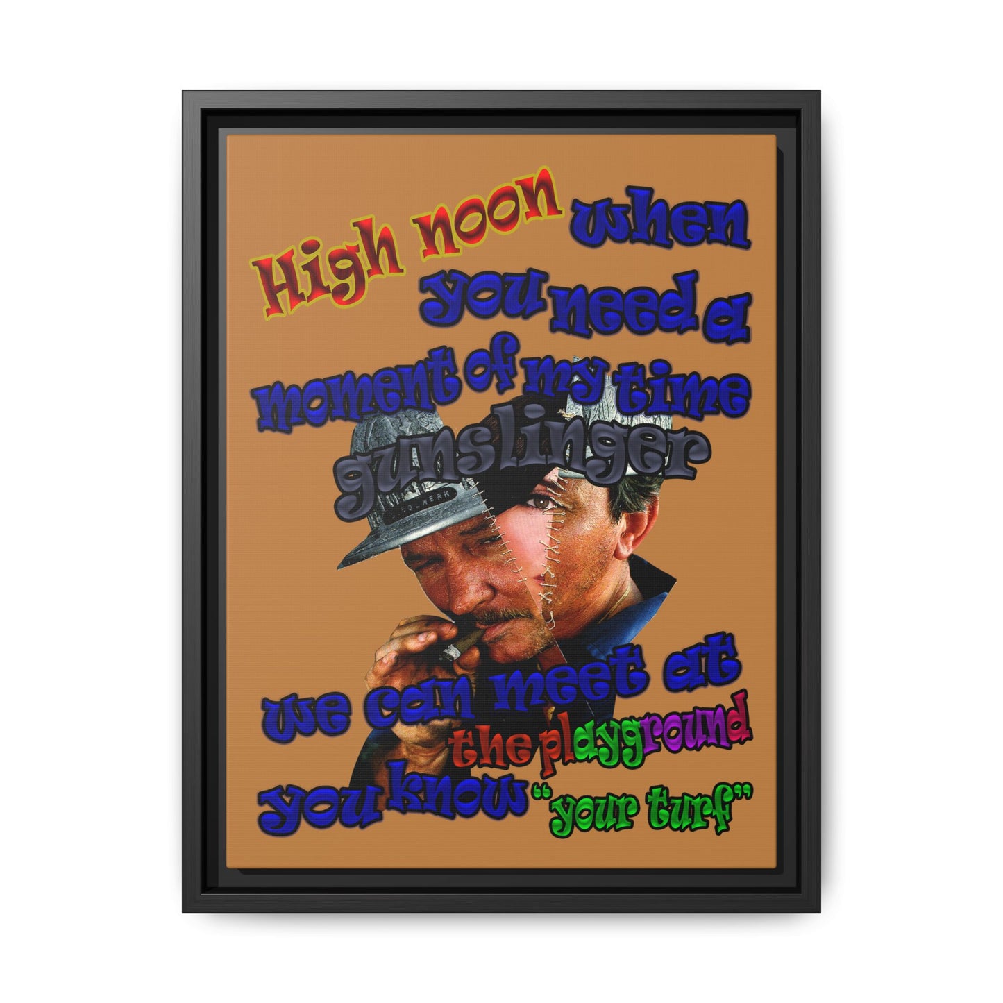 high noon - framed canvas art (light brown)