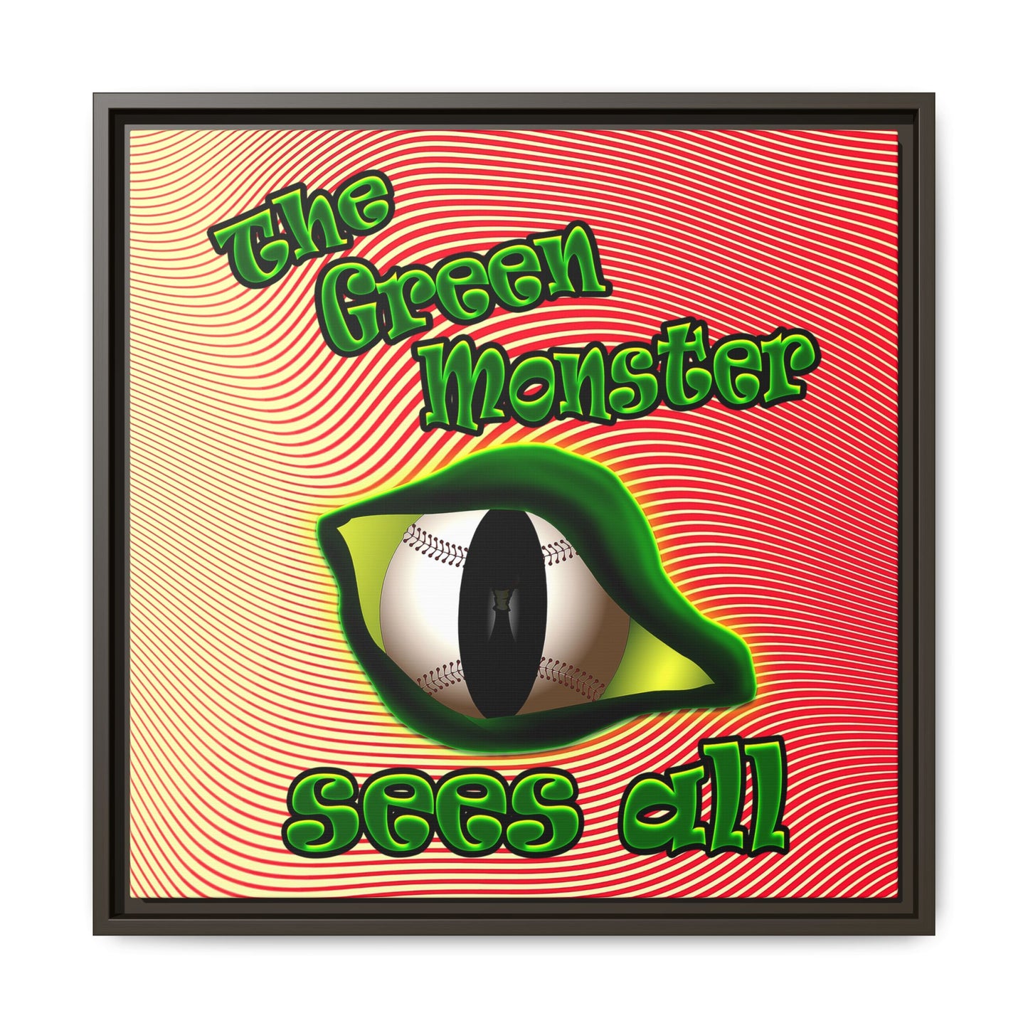 green monster - framed canvas art (yellow-orange wave)