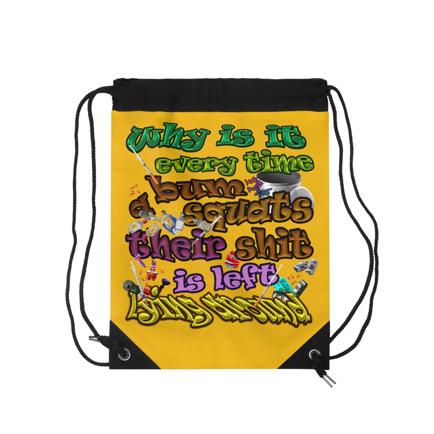 the bum's shit - Drawstring Bag (yellow)