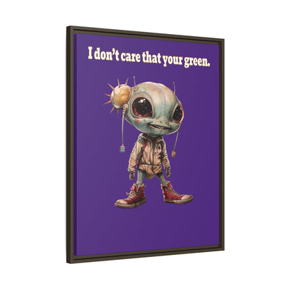 I don't care that your green - framed canvas art (purple)