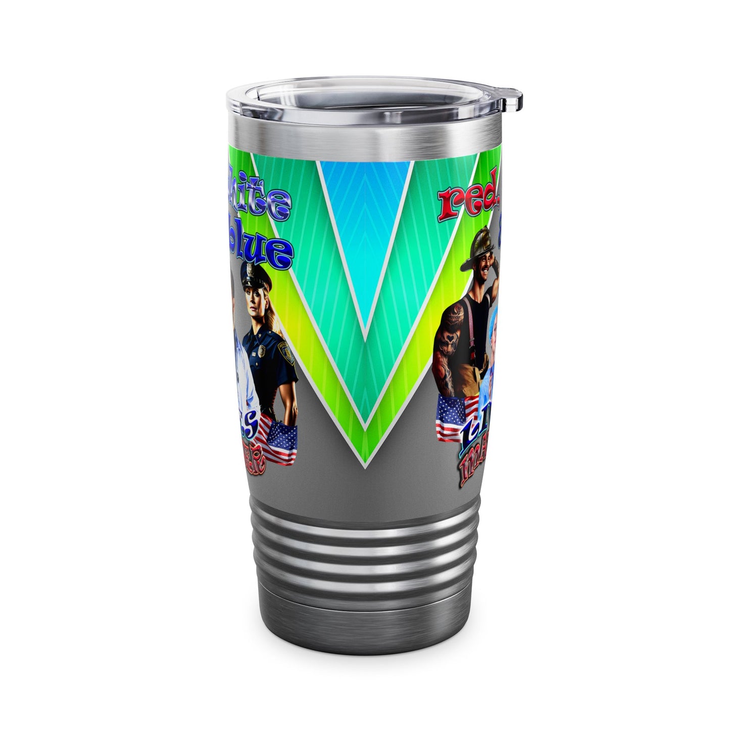 rw&b lives matter - Ringneck Tumbler, 20oz (rainbow split)