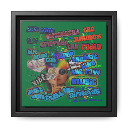 drop the beat - framed canvas art (dark green)