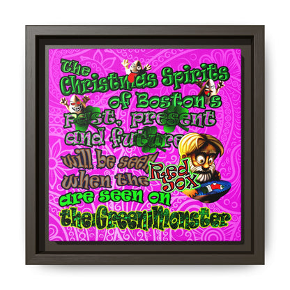 christmas spirits of boston - framed canvas art (pink swirl)