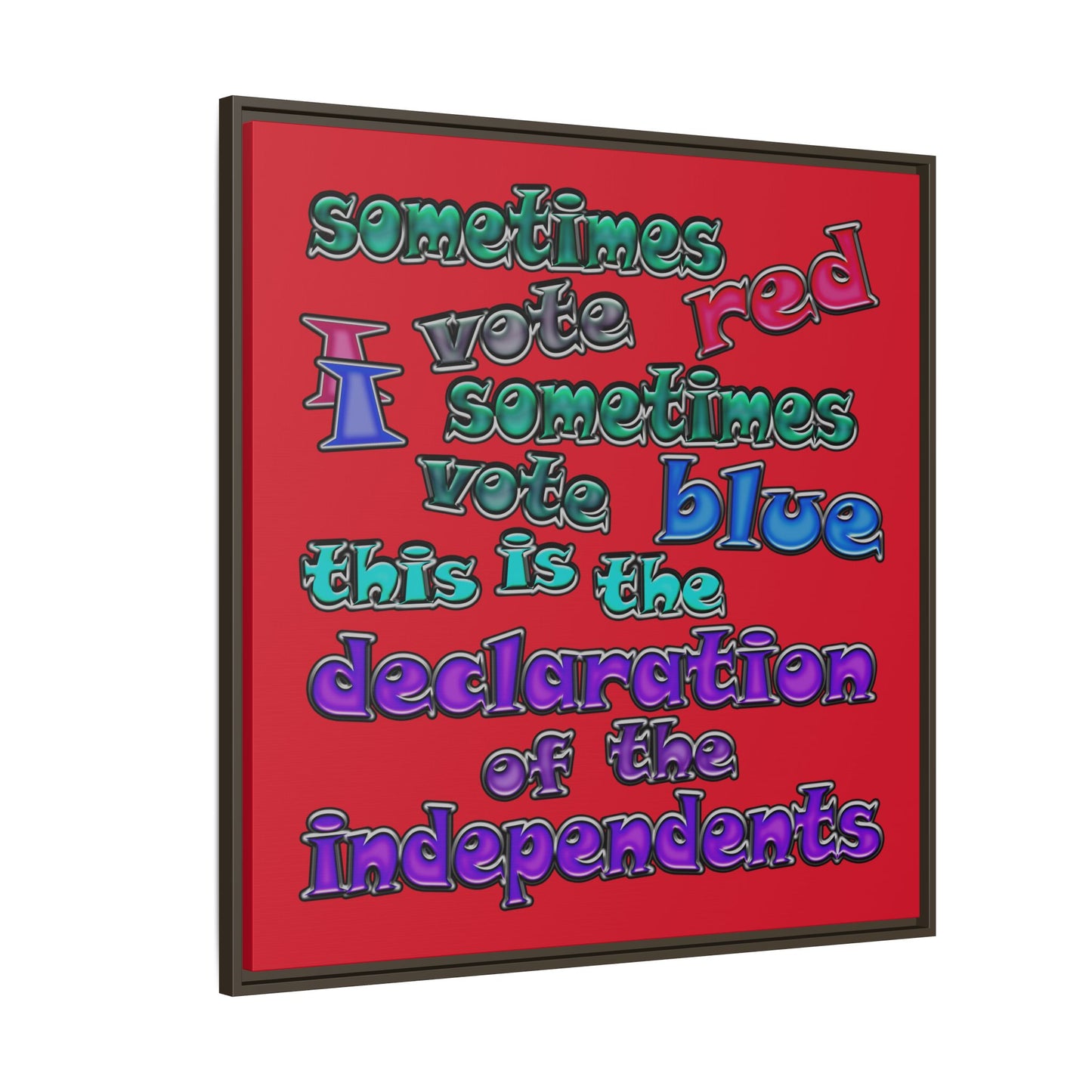 declaration of the independents - framed canvas art (dark red)