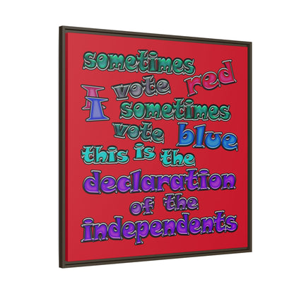 declaration of the independents - framed canvas art (dark red)